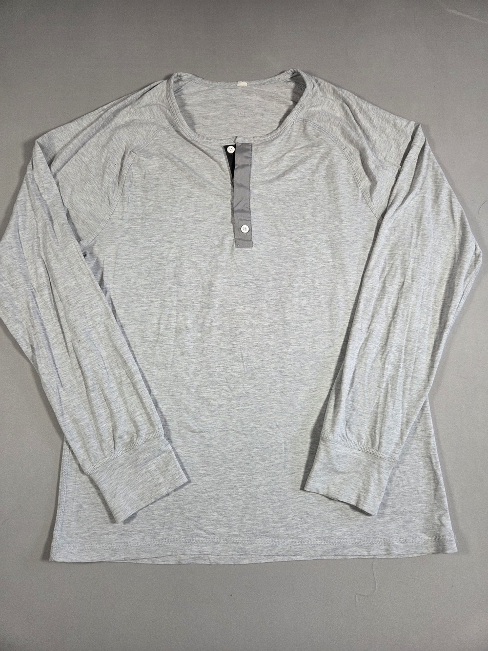 Lululemon Men's Long-Sleeve Henley Shirt - Light Gray Size Medium